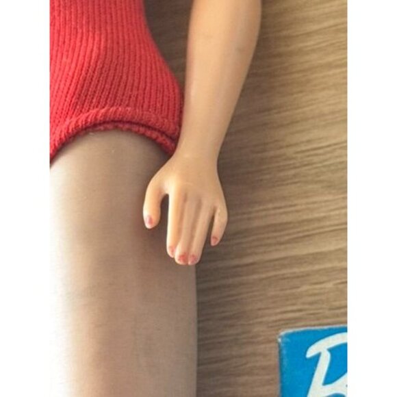 VTG Midge 1962 Brown Bubble Hair Blue Eyes Side Eye Original Red Swimsuit - Picture 5 of 16